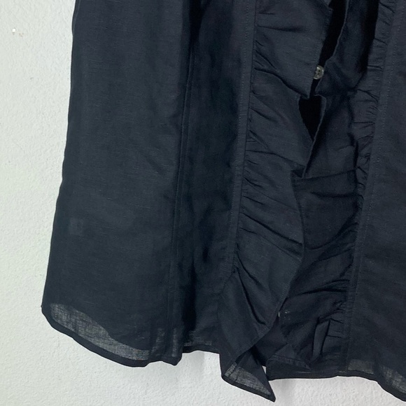 Ann Taylor linen blouse ruffle button down blouse size 14 NWT - Picture 3 of 10